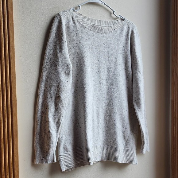 LOFT Oatmeal Speckled Crew Neck Sweater Size Large - Picture 4 of 13